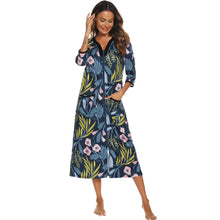 Load image into Gallery viewer, Artfasion&#39;s Women&#39;s Zip-Up Dressing Gown - Comfortable and Stylish Loungewear
