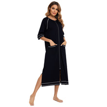 Load image into Gallery viewer, Artfasion&#39;s Women&#39;s Zip-Up Dressing Gown - Comfortable and Stylish Loungewear
