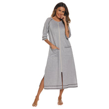 Load image into Gallery viewer, Artfasion&#39;s Women&#39;s Zip-Up Dressing Gown - Comfortable and Stylish Loungewear
