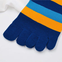 Load image into Gallery viewer, blue 5  finger striped socks for men
