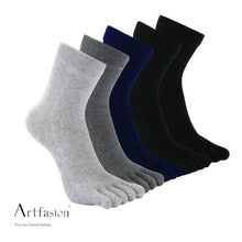 Load image into Gallery viewer, 5 pairs neutral colors cotton crew socks for men
