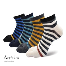 Load image into Gallery viewer, 4 pairs striped ankle socks for men
