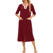 Load image into Gallery viewer, Artfasion&#39;s Women&#39;s Zip-Up Dressing Gown - Comfortable and Stylish Loungewear
