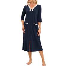 Load image into Gallery viewer, Artfasion&#39;s Women&#39;s Zip-Up Dressing Gown - Comfortable and Stylish Loungewear
