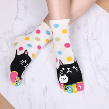 Load image into Gallery viewer, white polka dots cat slippers socks
