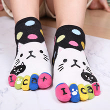 Load image into Gallery viewer, cute kitty 5 finger socks 
