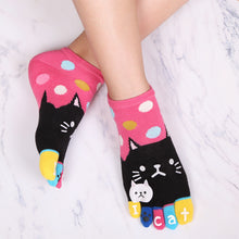 Load image into Gallery viewer, pink polka dots cat socks for women
