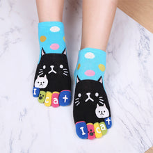 Load image into Gallery viewer, blue polka dots cat design socks
