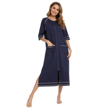 Load image into Gallery viewer, Artfasion&#39;s Women&#39;s Zip-Up Dressing Gown - Comfortable and Stylish Loungewear
