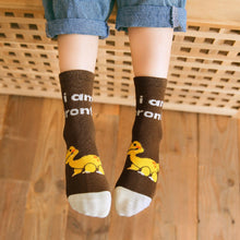 Load image into Gallery viewer, brown dinosaur crew socks for kids
