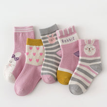 Load image into Gallery viewer, 5 pairs purple rabbit socks
