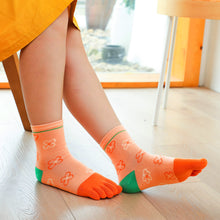 Load image into Gallery viewer, orange floral 5 finger socks for women
