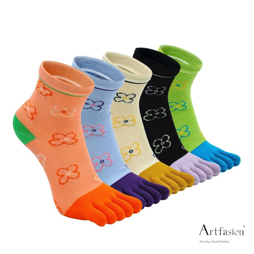 floral vibrant 5 finger socks for kids