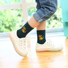 Load image into Gallery viewer, cute lion navy blue crew socks for boys
