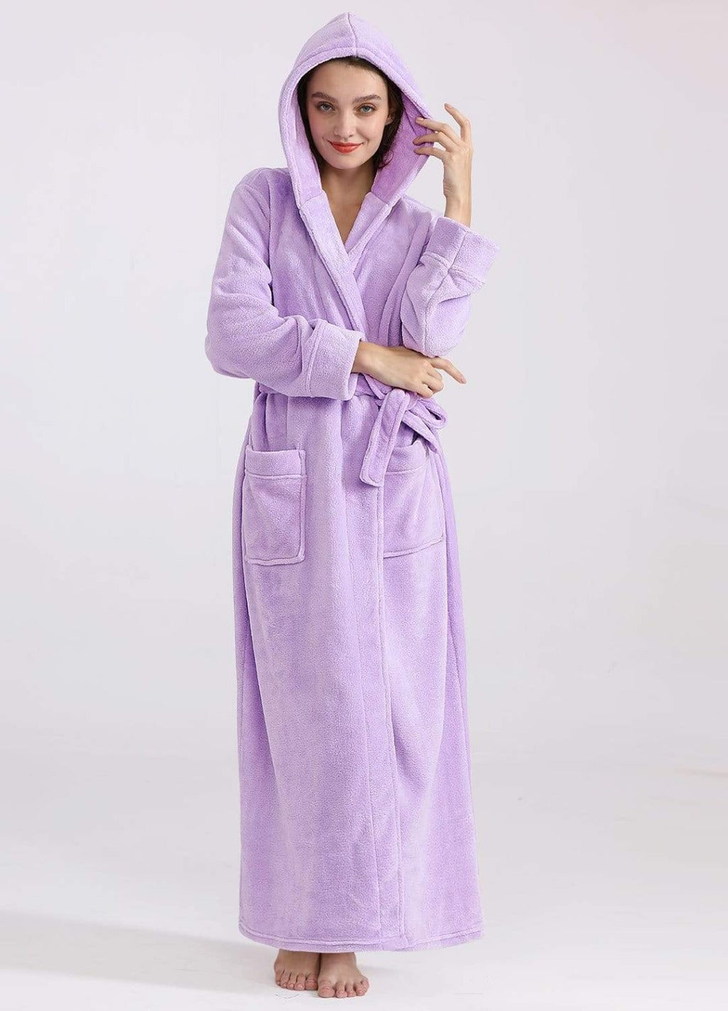 Artfasion Womens Long Fleece Robe - Warm Soft Floor Length Flannel