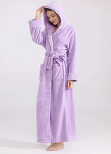 Load image into Gallery viewer, Hooded Light Purple Bathrobe
