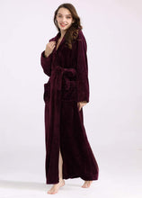 Load image into Gallery viewer, dark red bathrobe with hood
