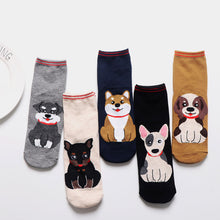 Load image into Gallery viewer, 5 pairs dog crew socks for women
