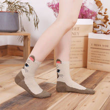 Load image into Gallery viewer, beige cat crew socks for women
