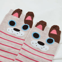 Load image into Gallery viewer, stripes animal crew socks for women
