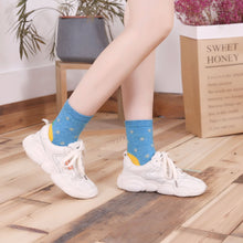 Load image into Gallery viewer, blue polka dots crew socks for women
