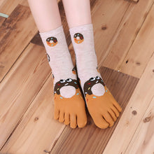 Load image into Gallery viewer, cute donut 5 finger socks for women
