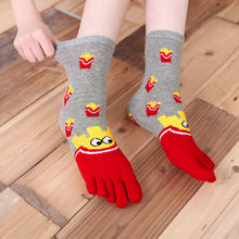 Load image into Gallery viewer, cute fries 5 finger socks for women
