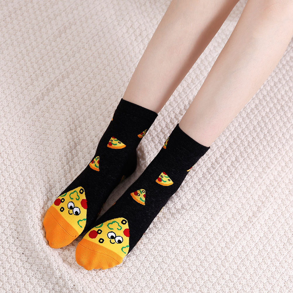 Artfasion Cute Food Design 5 Finger Crew Socks for Women 5 Pairs