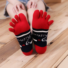 Load image into Gallery viewer, red 5 finger socks
