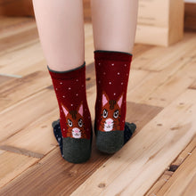 Load image into Gallery viewer, red cat crew socks
