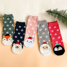 Load image into Gallery viewer, Artfasion&#39;s Christmas Bundle Navy Blue Hooded Bathrobe Plus Cute Christmas Socks (5 Pairs)
