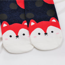 Load image into Gallery viewer, cute fox crew socks for women
