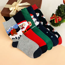 Load image into Gallery viewer, Artfasion&#39;s Christmas Bundle Wine Red Fluffy Hooded Bathrobe Plus Cute Christmas Socks (5 Pairs)
