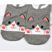 Load image into Gallery viewer, grey cat cotton ankle socks 
