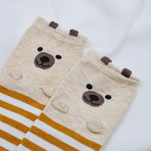 Load image into Gallery viewer, cute bear stripes crew socks for women
