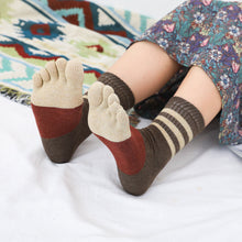 Load image into Gallery viewer, 5 finger crew socks for women
