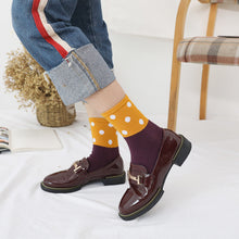 Load image into Gallery viewer, yellow polka dots crew socks for women
