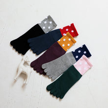 Load image into Gallery viewer, 5 pairs polka dots 5 finger socks for women
