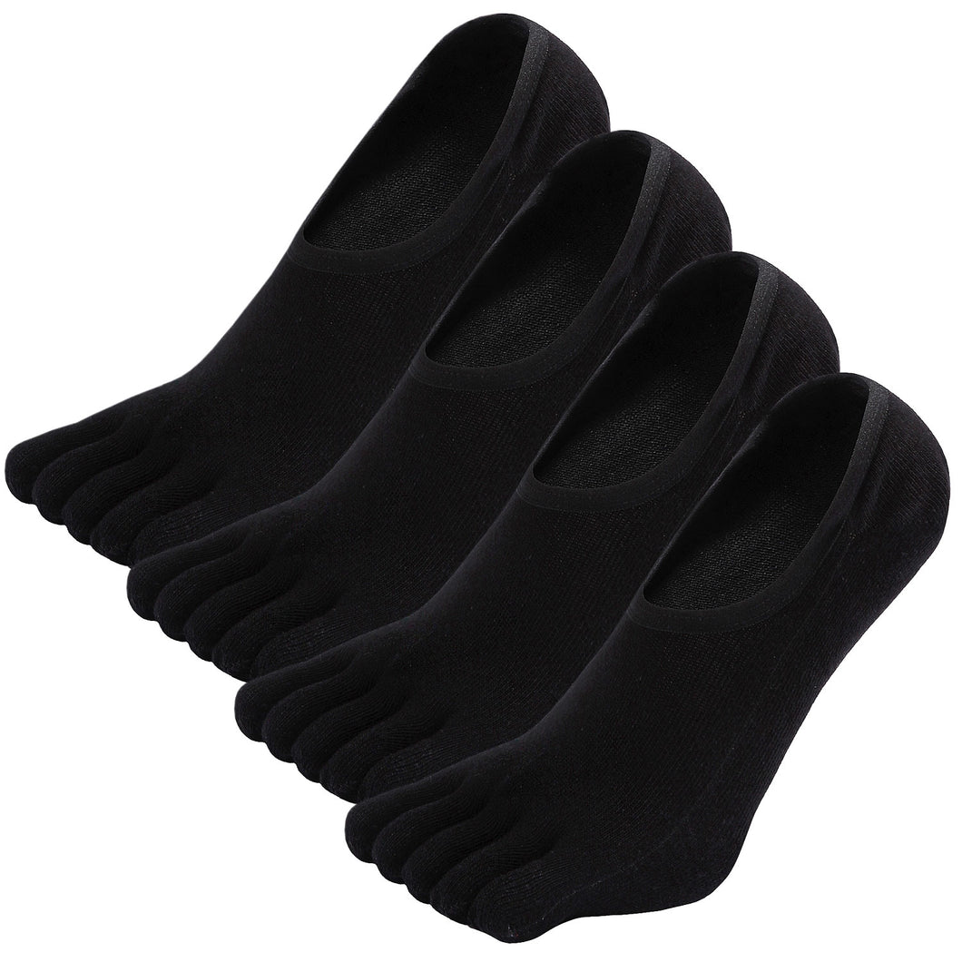 Artfasion's 5 Finger No-Show Neutral Colors Anti-Slip Men's Socks - Comfortable and Secure (4 Pairs)