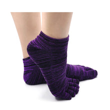 Load image into Gallery viewer, purple 5 finger ankle socks for men
