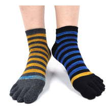 Load image into Gallery viewer, 5 finger striped ankle socks for men
