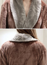 Load image into Gallery viewer, Fluffy Brown Bathrobe with Wide Shawl Collar
