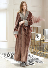 Load image into Gallery viewer, Fluffy Brown Bathrobe with wide  shawl collar
