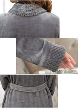 Load image into Gallery viewer, Velvet Grey Bathrobe with fluffy cuff
