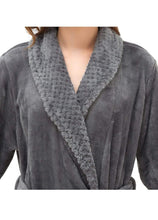 Load image into Gallery viewer, Grey Bathrobe with wide shawl collar plain design
