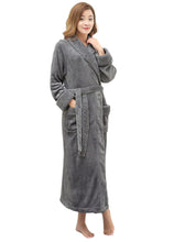 Load image into Gallery viewer, Grey Bathrobe with adjustable waist strap
