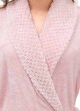 Load image into Gallery viewer, Light pink flannel bathrobe with lapel collar
