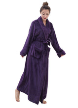 Load image into Gallery viewer, Plain purple flannel bathrobe
