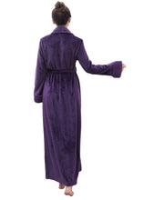 Load image into Gallery viewer, back view flannel purple bathrobe
