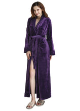 Load image into Gallery viewer, purple flannel bathrobe with lapel collar
